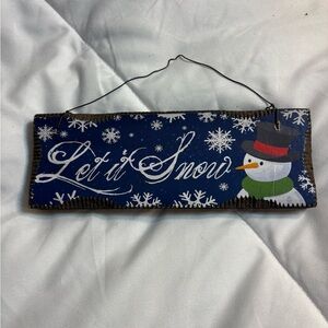 Festive Snowman 'Let it Snow' Hanging Sign - Blue